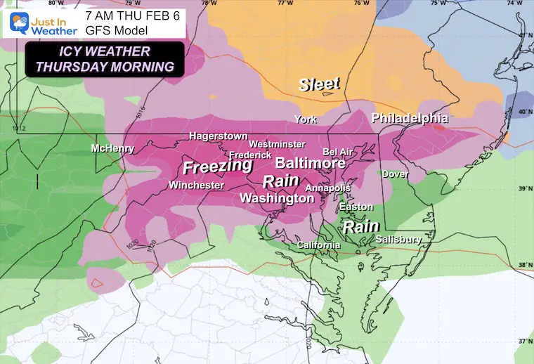 February 5 ice sleet freezing rain Thursday 7 AM