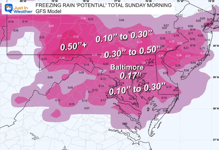 February 6 freezing rain forecast Saturday GFS