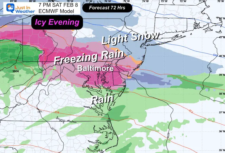 February 6 weather ice storm Saturday evening