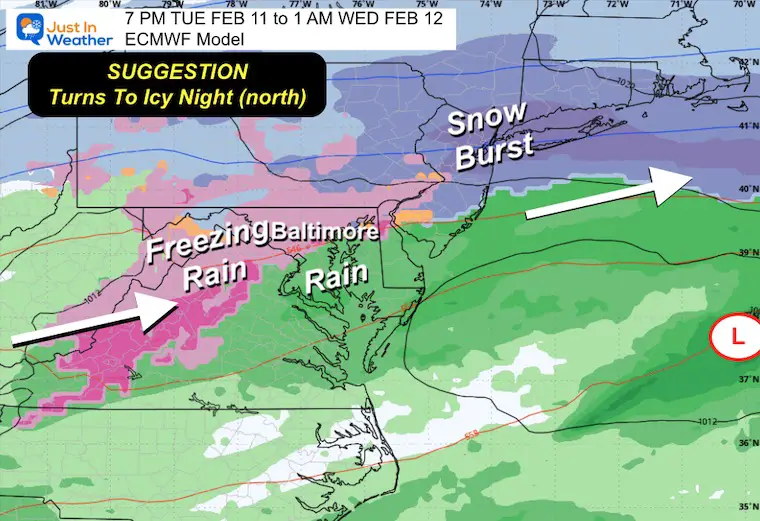 February 6 storm end Wednesday morning end