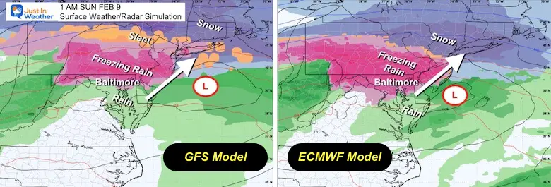 February 6 storm Saturday Overnight Models