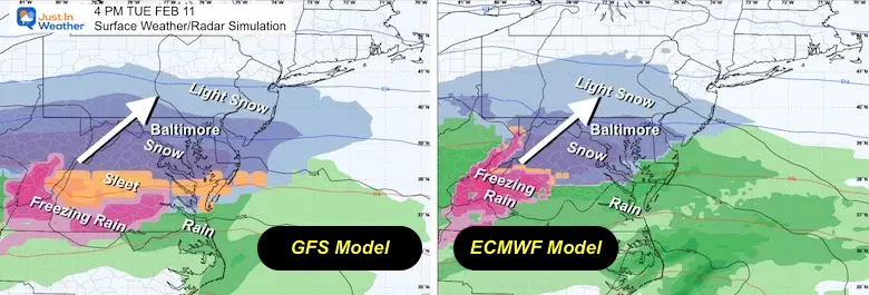 February 6 snow Tuesday Afternoon Models