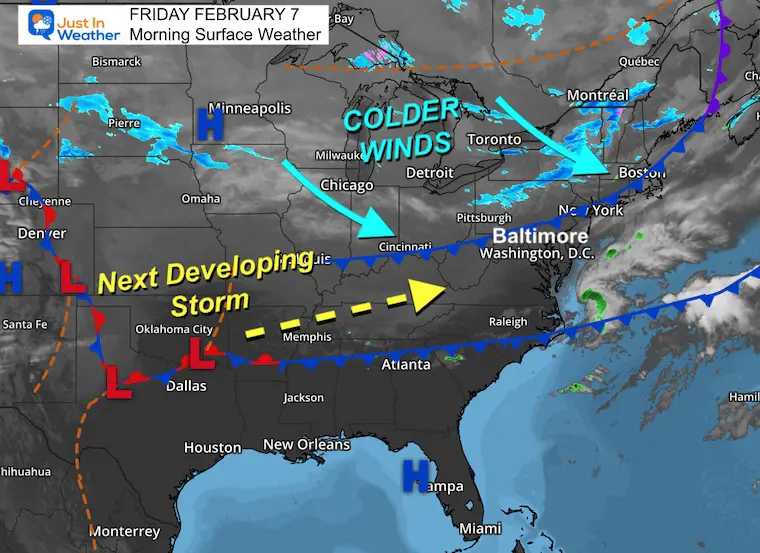 February 7 weather Friday morning