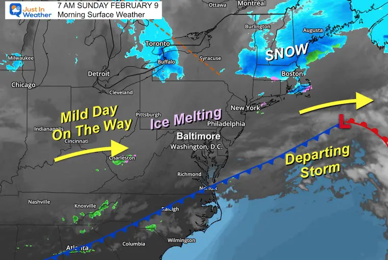 February 9 weather Sunday morning