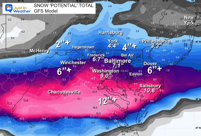 February 9 weather snow forecast Tuesday GFS