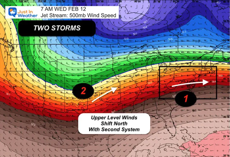 February 9 weather jet stream storm Wednesday