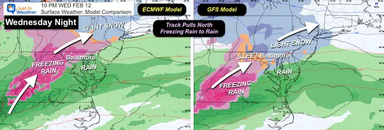 February 9 winter storm forecast Wednesday night