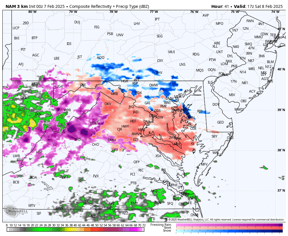 February 7 weather snow ice Saturday