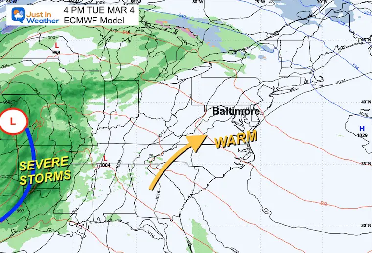 March 1 weather storm forecast Tuesday