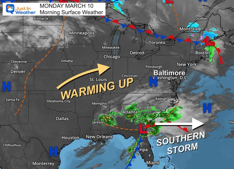 March 10 weather Monday morning