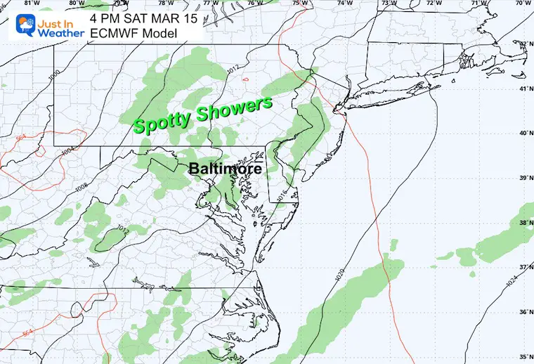 March 10 weather forecast Saturday rain