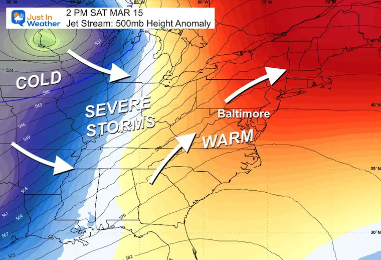 March 10 weather jet stream forecast Saturday