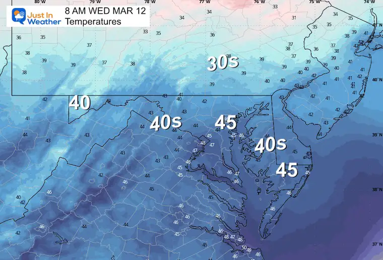 March 11 weather Wednesday morning