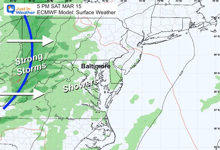 March 11 weather rain forecast Saturday Afternoon