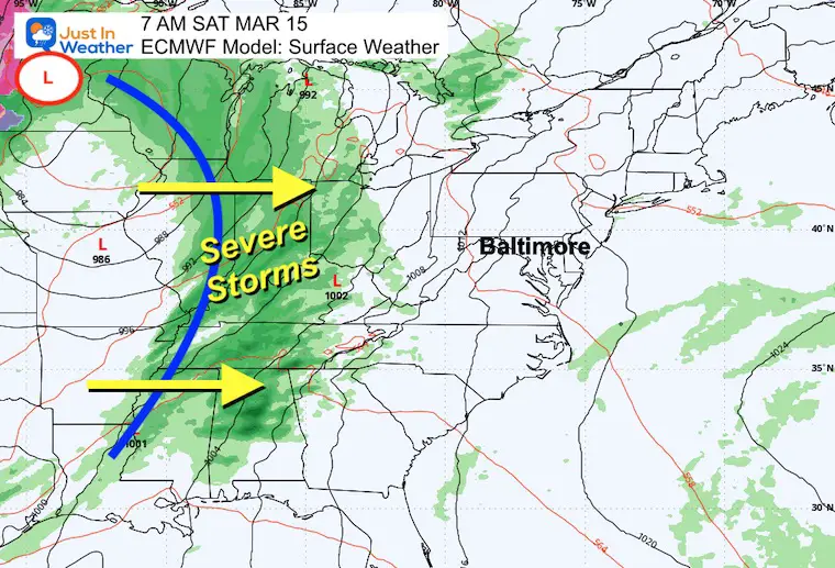 March 11 weather storm map Saturday morning