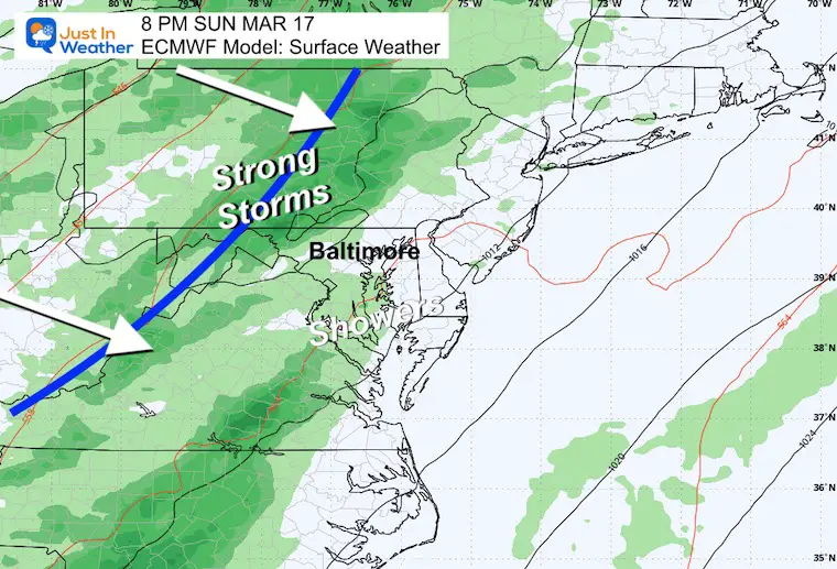 March 11 weather rain forecast Sunday thunderstorms