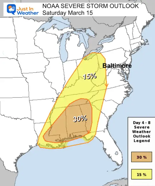 March 12 weather NOAA severe storm risk Saturday