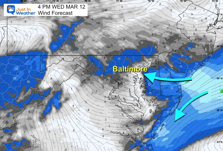 March 12 weather forecast wind Thursday afternoon