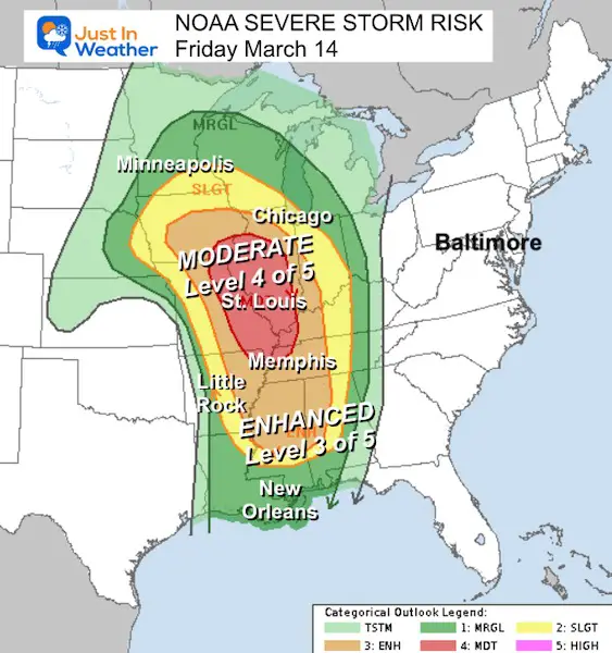 March 13 NOAA severe storm outlook Friday