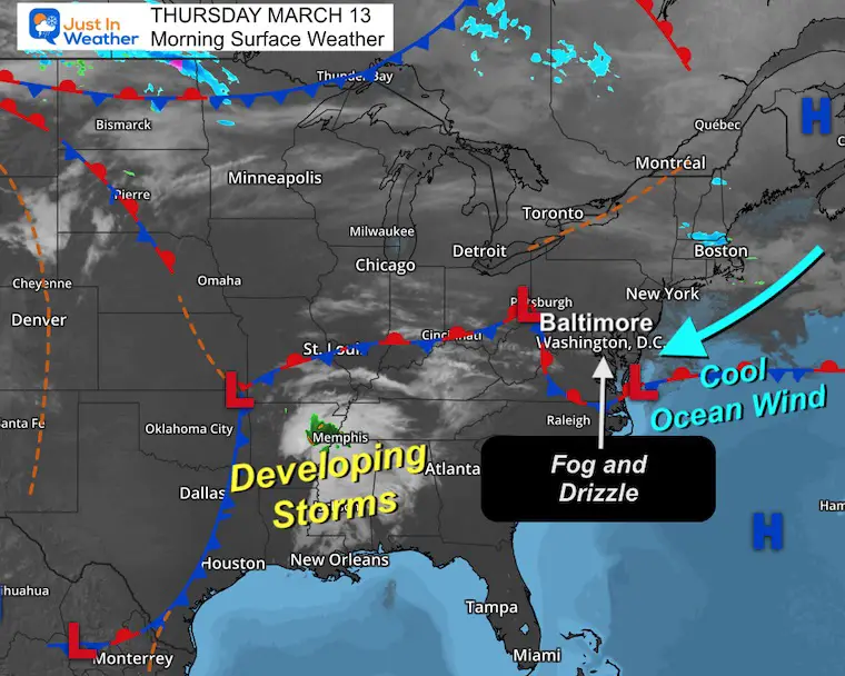 March 13 weather Thursday morning