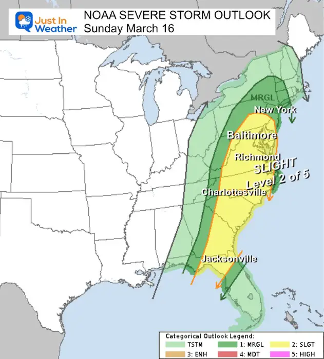 March 14 weather NOAA Severe Storm Risk Sunday