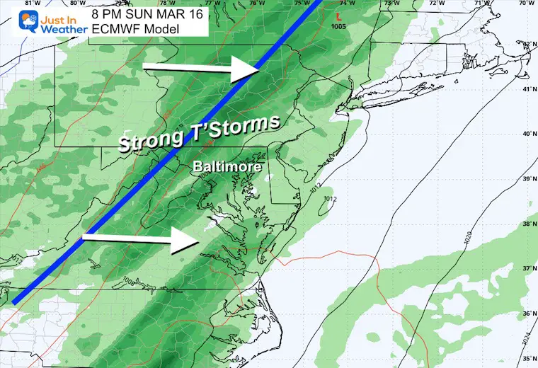 March 14 severe storm forecast Sunday evening