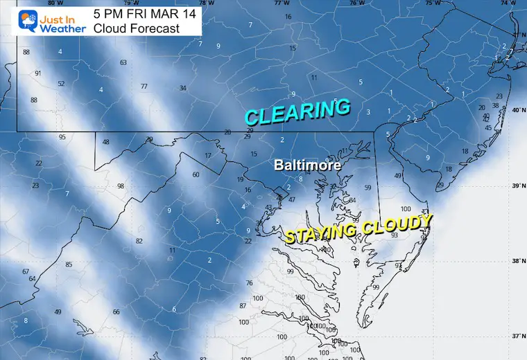 March 14 weather forecast clouds Friday afternoon