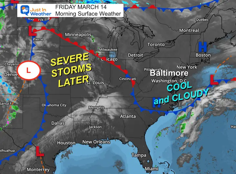 March 14 weather Friday morning