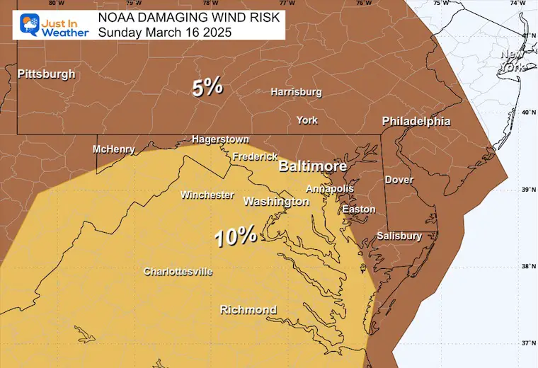 March 15 NOAA storm risk for damaging wind