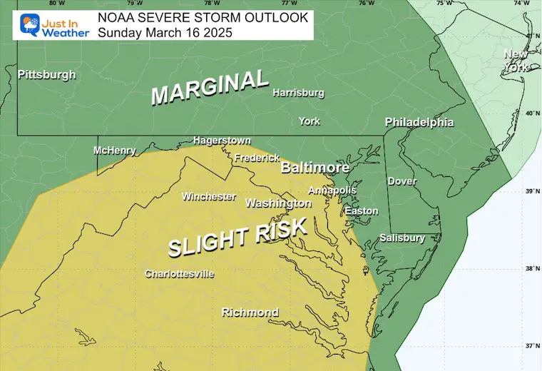 March 15 NOAA Severe Storm Risk Sunday Maryland