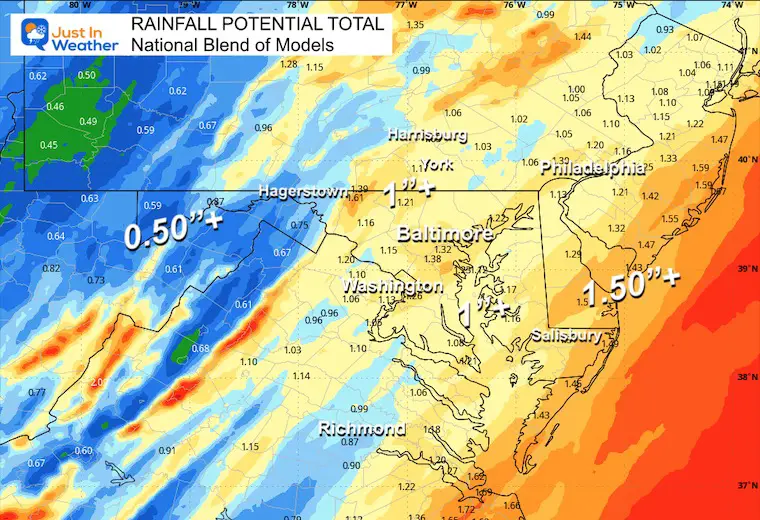 March 15 weather forecast rain total