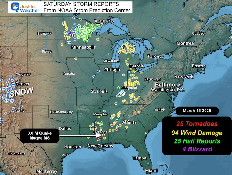 March 16 NOAA Severe Storm Reports Saturday