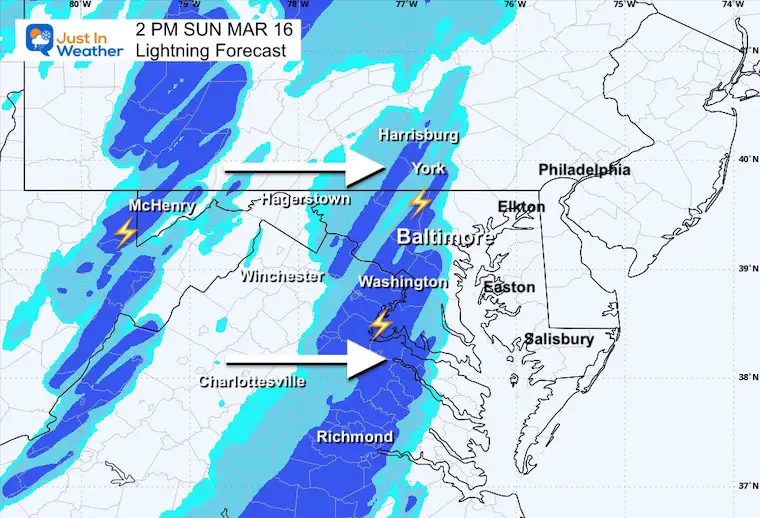 March 16 weather storm lightning Sunday 2 PM