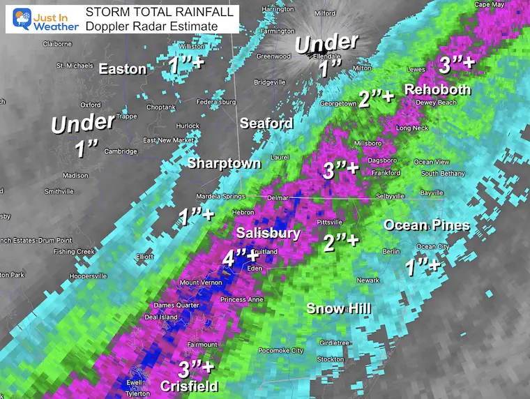 March 17 storm rain total Doppler Lower Eastern Shore Maryland