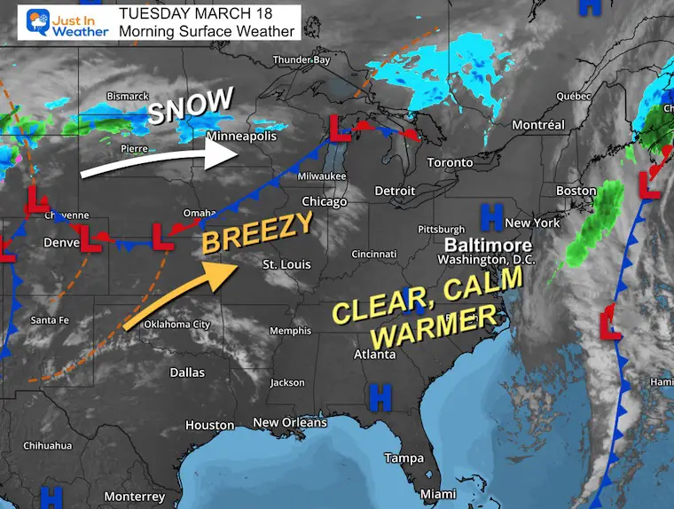 March 18 weather Tuesday morning