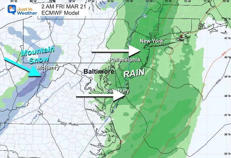 March 18 weather rain forecast Friday 2 AM