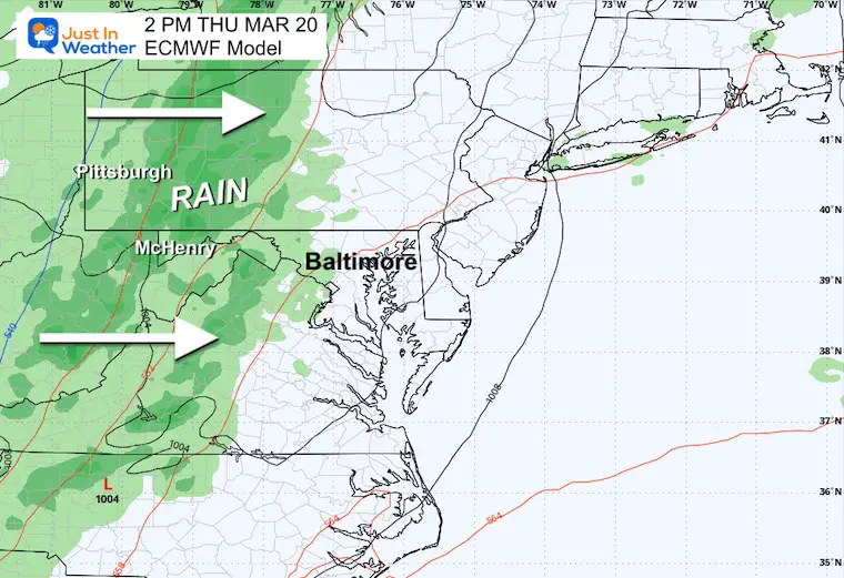 March 18 weather rain forecast Thursday 2 PM