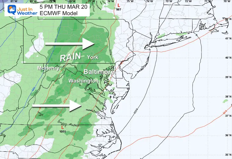 March 18 weather rain forecast Thursday 5 PM