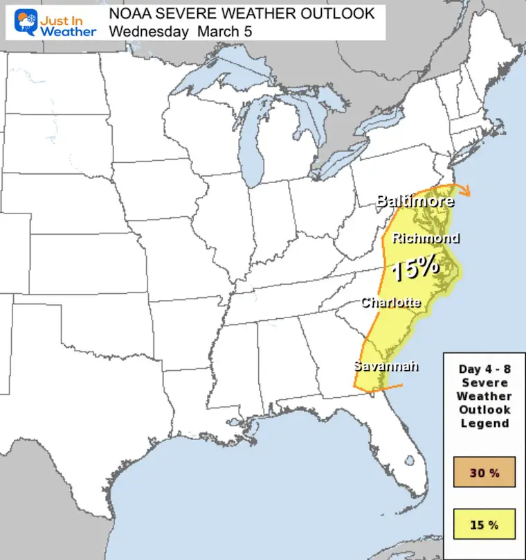 March 2 NOAA Severe Storm Risk Wednesday