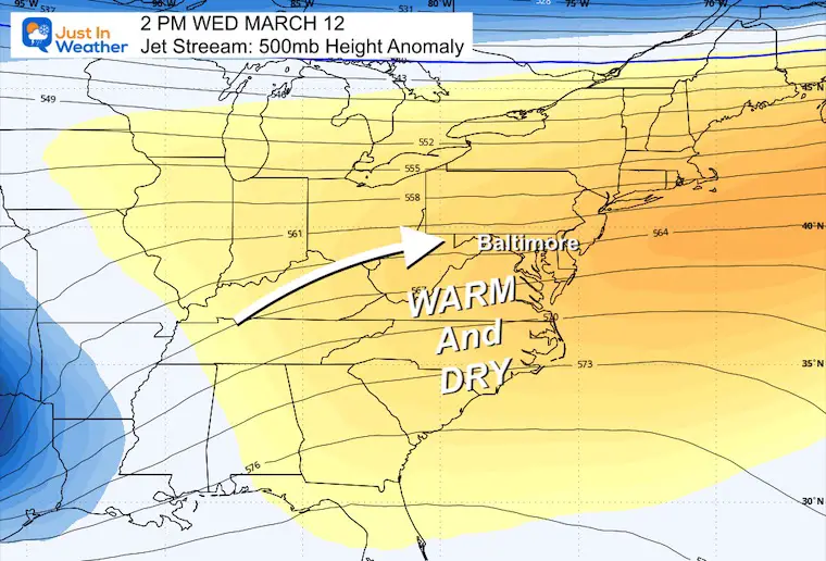 March 7 weather jet stream forecast next Wednesday