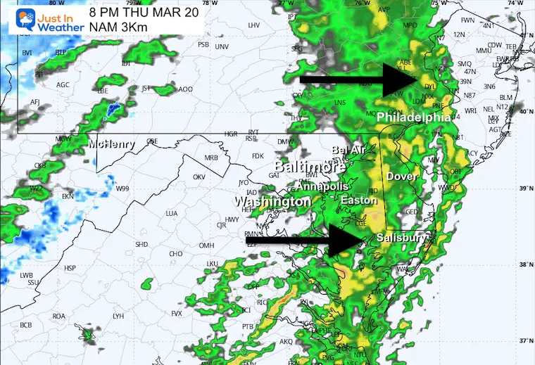 March 20 weather spring rain storm radar Thursday 8 PM