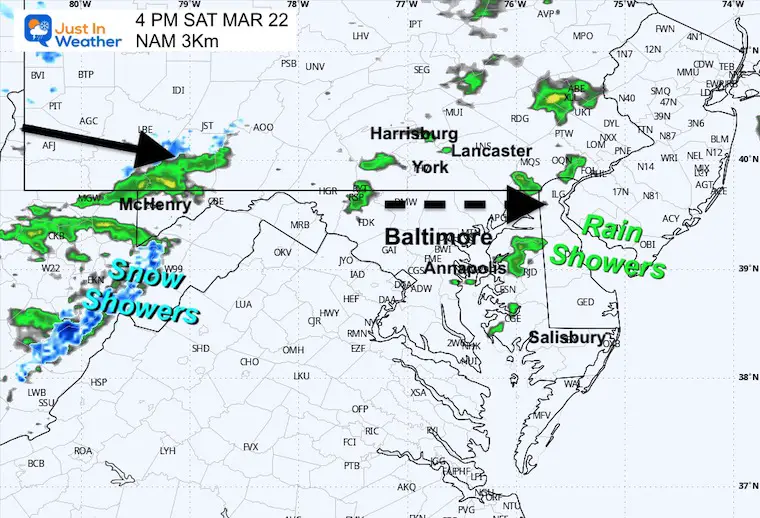 March 21 weather rain radar Saturday afternoon