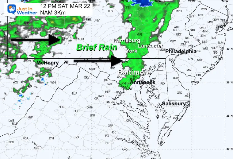 March 21 weather rain radar Saturday noon