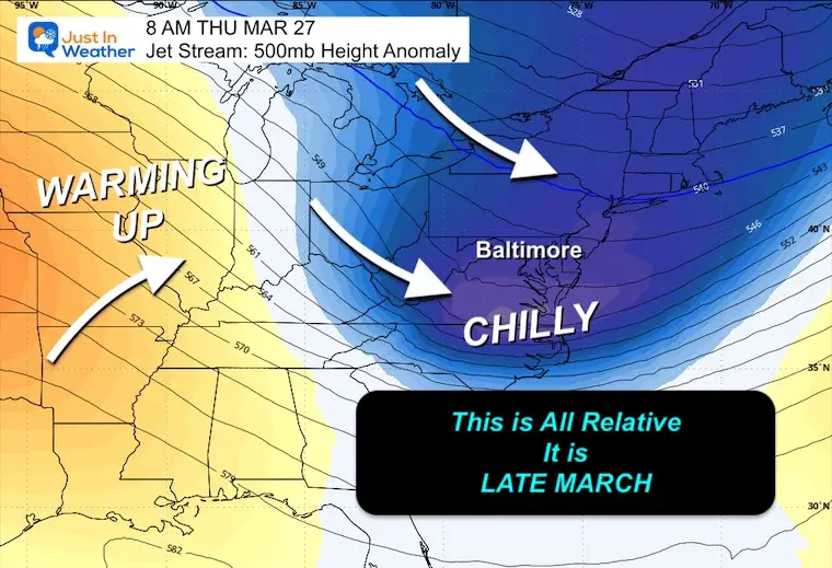 March 22 weather forecast jet stream Thursday