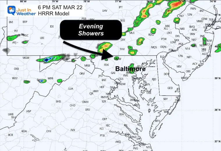 March 22 weather forecast radar Saturday evening