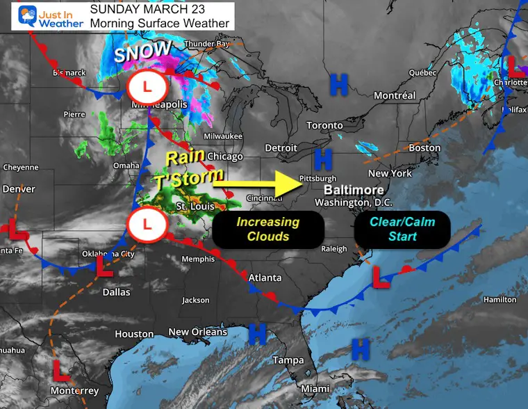 March 23 weather Sunday morning