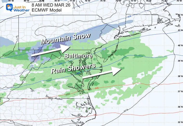 March 23 weather rain snow Wednesday