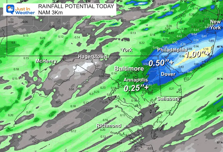 March 24 weather forecast rain total