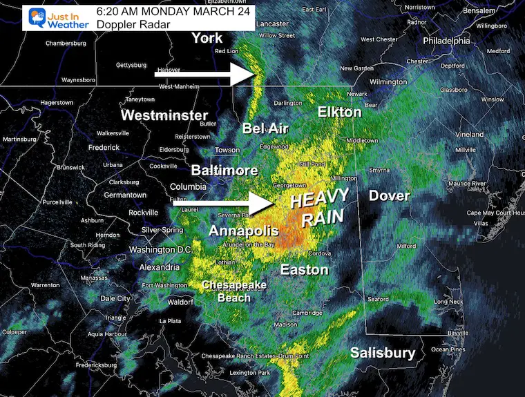 March 24 weather rain radar Monday morning