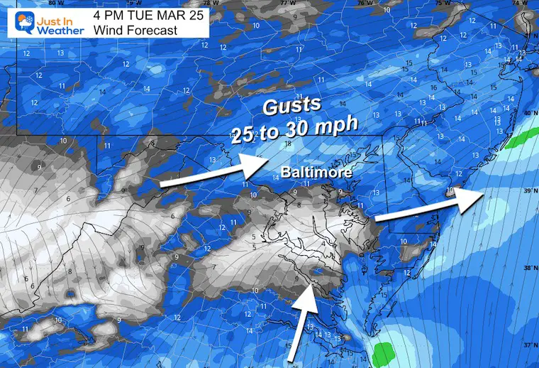 March 24 weather wind Tuesday afternoon